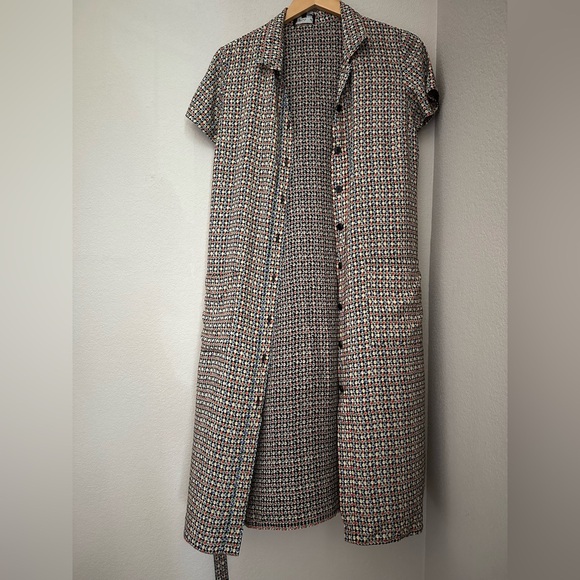 Agnes B. Floral Pattern Short Sleeve Shirt Dress with Pockets Multicolor Sz 40/L - Picture 4 of 8